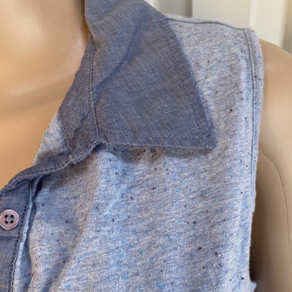 Loft Womens L Button Front Tank With Collar. Microdots. Sleeveless Blouse. - Picture 5 of 11